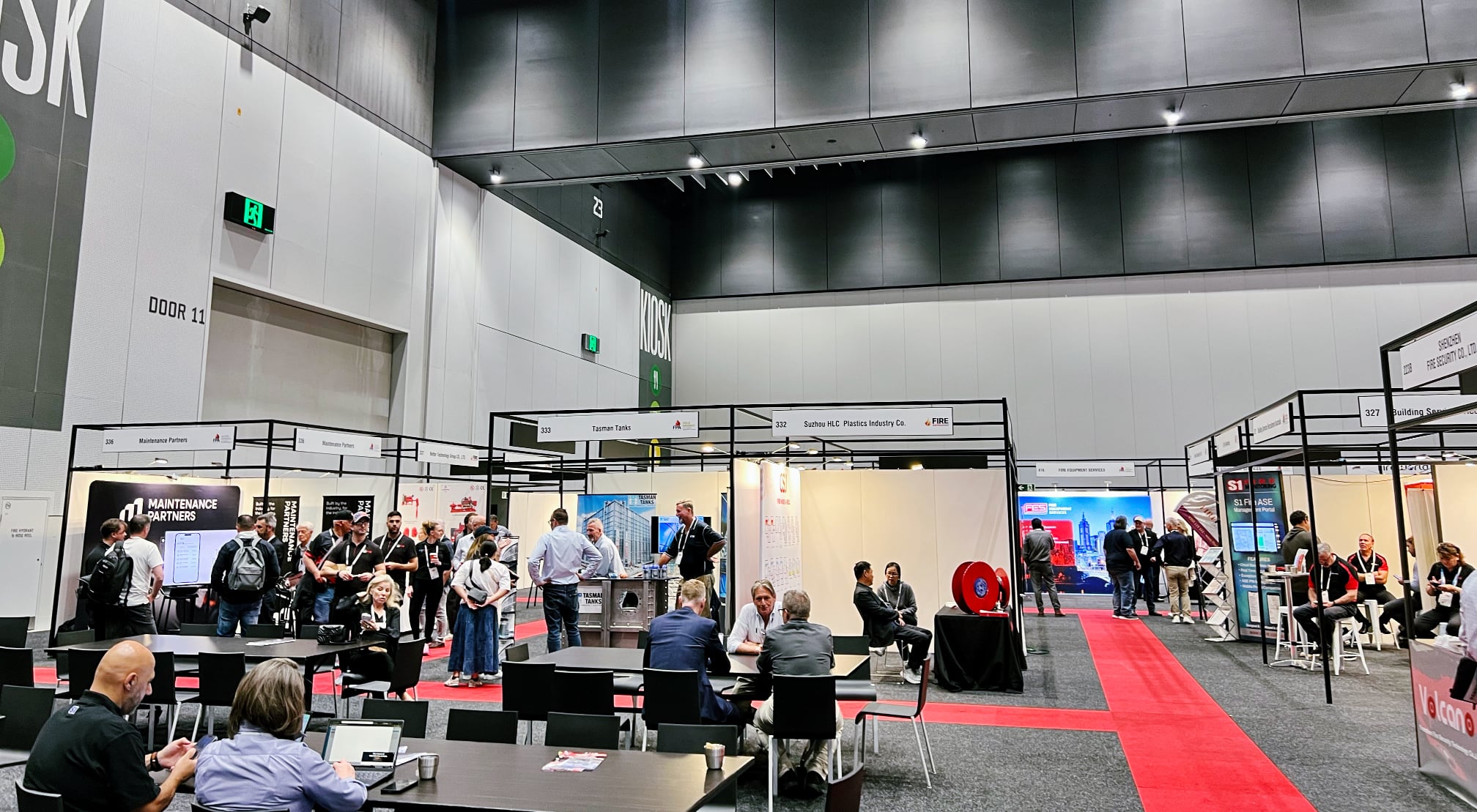 Maintenance Partners stand on the Fire Australia 2026 tradeshow floor in Melbourne, with team members talking with conference attendees.